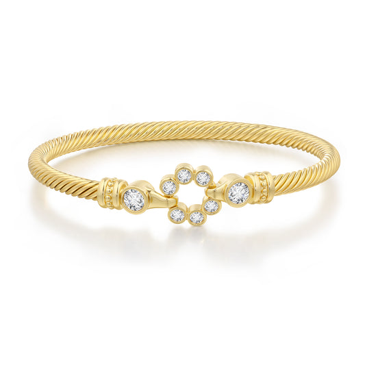 Aprilery Cuff Bracelets for Women Gold - Cable Bangle Bracelet Twisted Wire - Gold Hook Flower Vintage Mixed Metal Cuff Bracelets Jewelry Gift