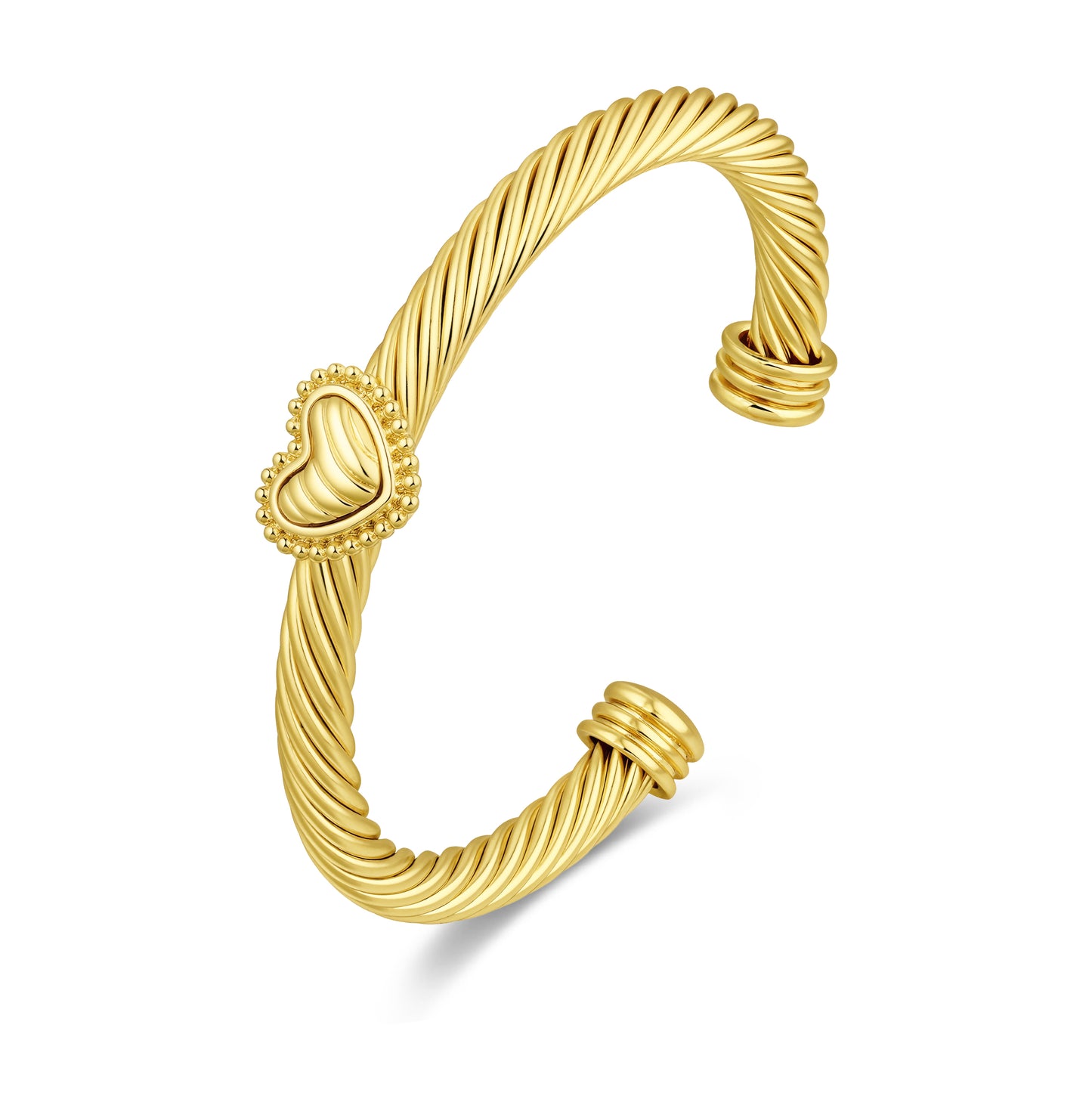 Aprilery Cuff Bracelet for Women Silver Wire Twisted Two Tone Cable Bracelet Gold Heart Cuff Bangle Vintage Bracelets Jewelry Gifts