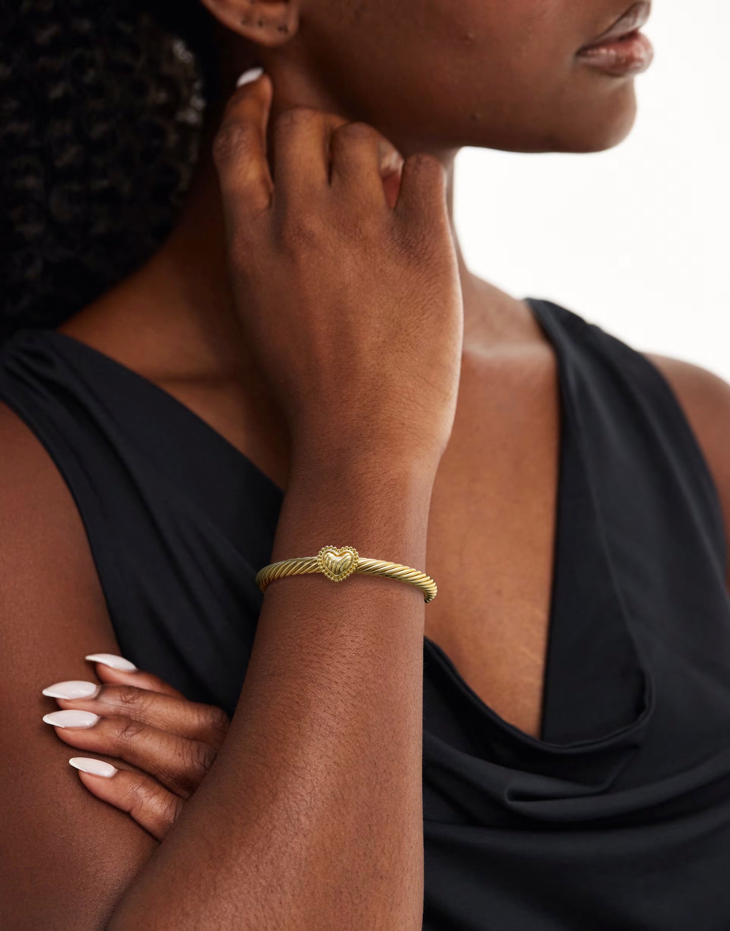 Aprilery Cuff Bracelet for Women Silver Wire Twisted Two Tone Cable Bracelet Gold Heart Cuff Bangle Vintage Bracelets Jewelry Gifts