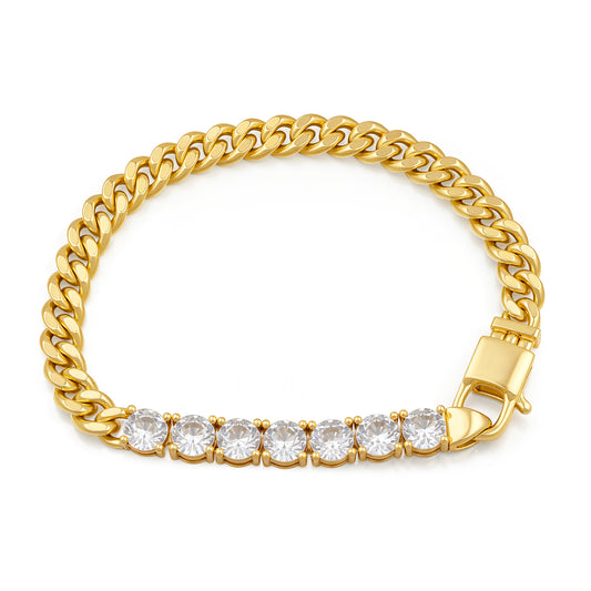 Aprilery Gold Chain Bracelet for Women, Dainty Cubic zirconia Link Bracelet Gold Trendy Bracelets Jewelry