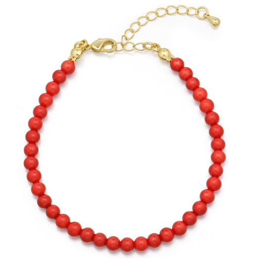 Aprilery Red Bracelets Agate Beaded Bracelet for Women Adjustable