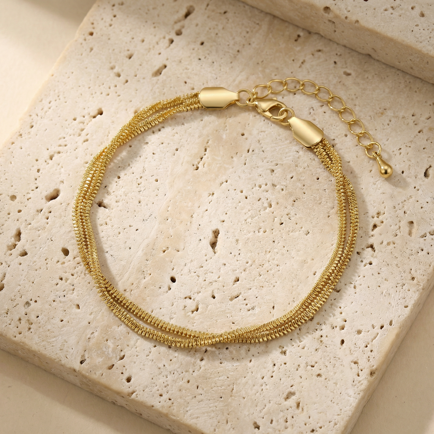 Aprilery Double Layer Anklet Set for Women, Dainty Adjustable Beaded & Twisted Chain Ankle Bracelets, Trendy Summer Beach Foot Jewelry