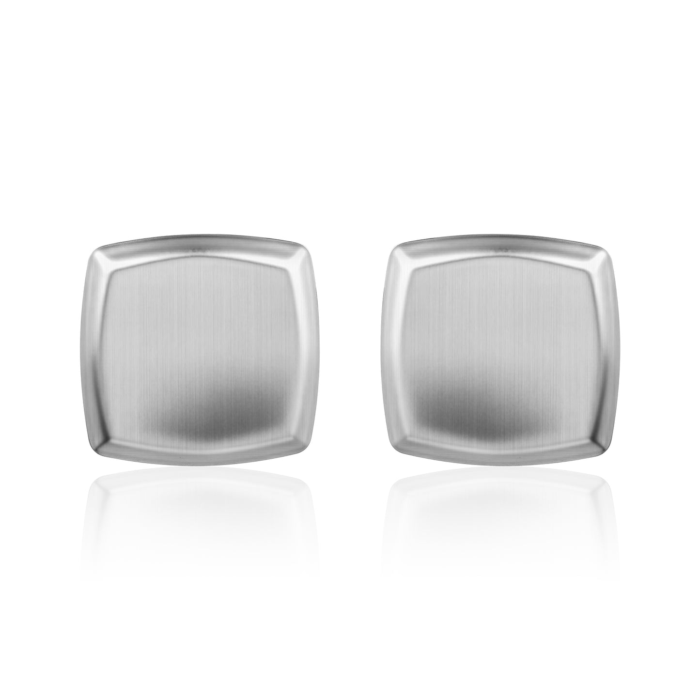 Aprilery Silver Brushed Square Stud Earrings for Women, Chunky Cushion Shape Statement Earrings, Trendy Minimalist Jewelry Gift