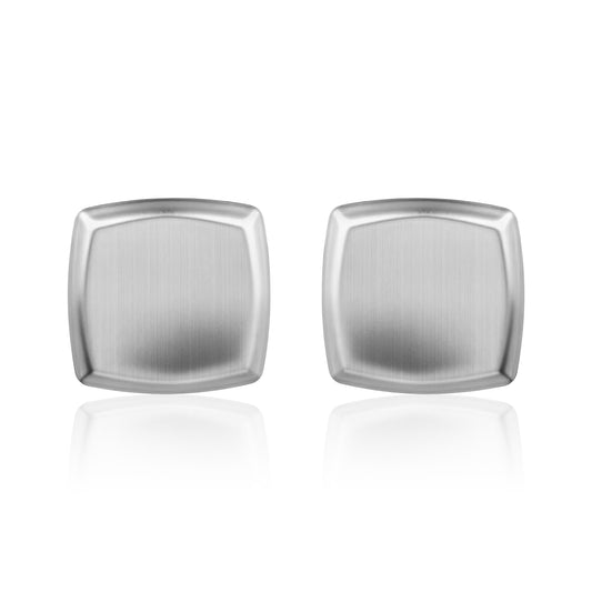 Aprilery Silver Brushed Square Stud Earrings for Women, Chunky Cushion Shape Statement Earrings, Trendy Minimalist Jewelry Gift