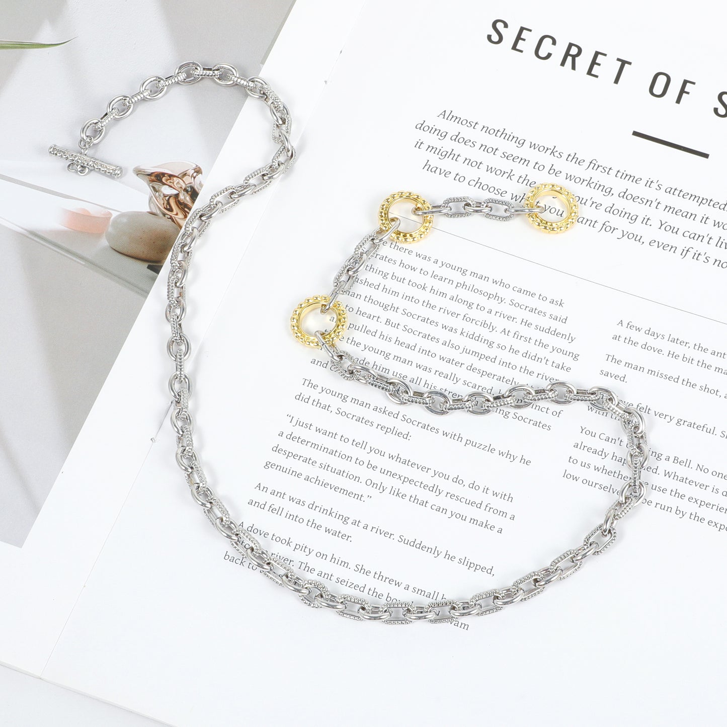 Aprilery Trendy Two Tone Cable Chain Necklace for Women Twist Wire Gold and Silver Necklaces Jewelry Gifts