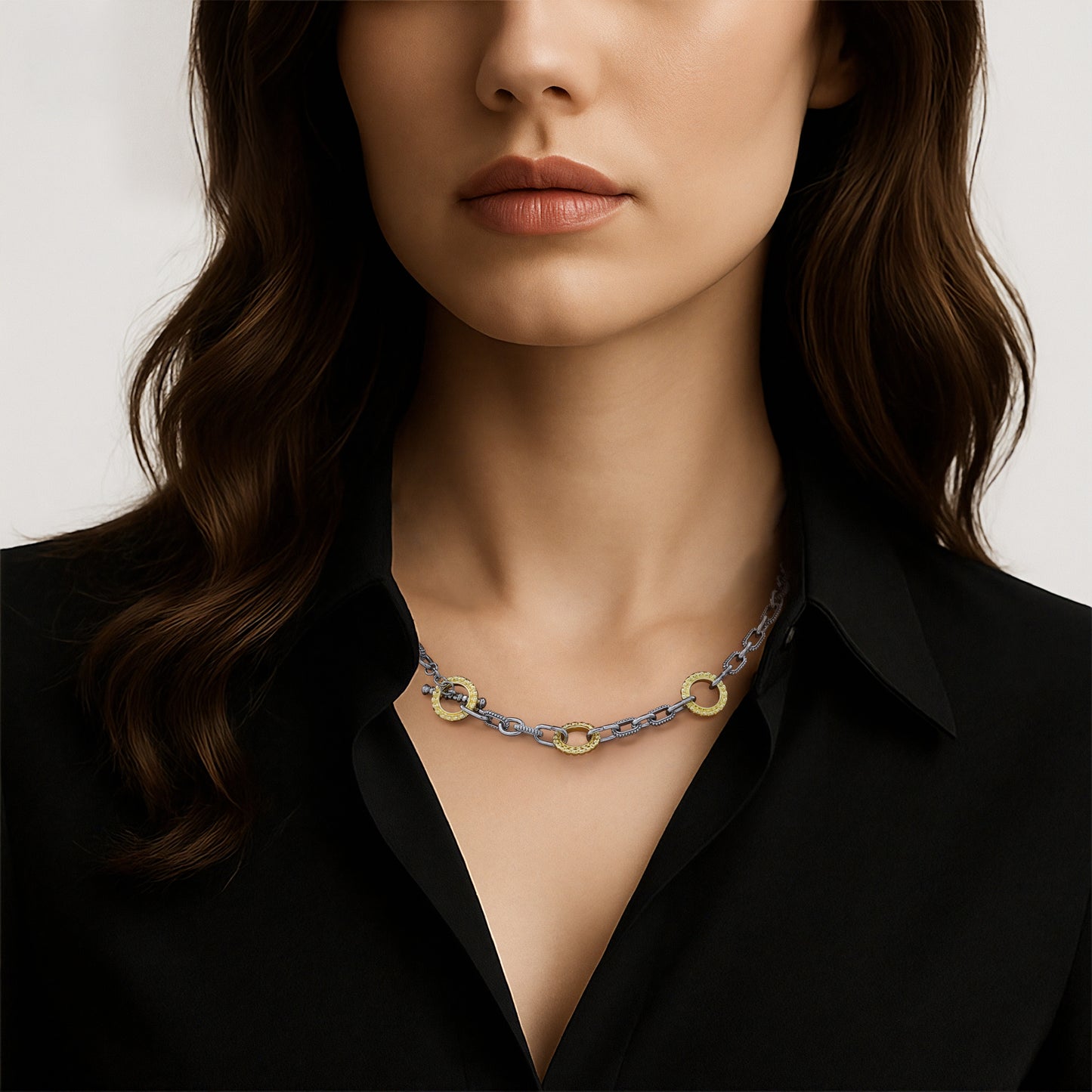 Aprilery Trendy Two Tone Cable Chain Necklace for Women Twist Wire Gold and Silver Necklaces Jewelry Gifts