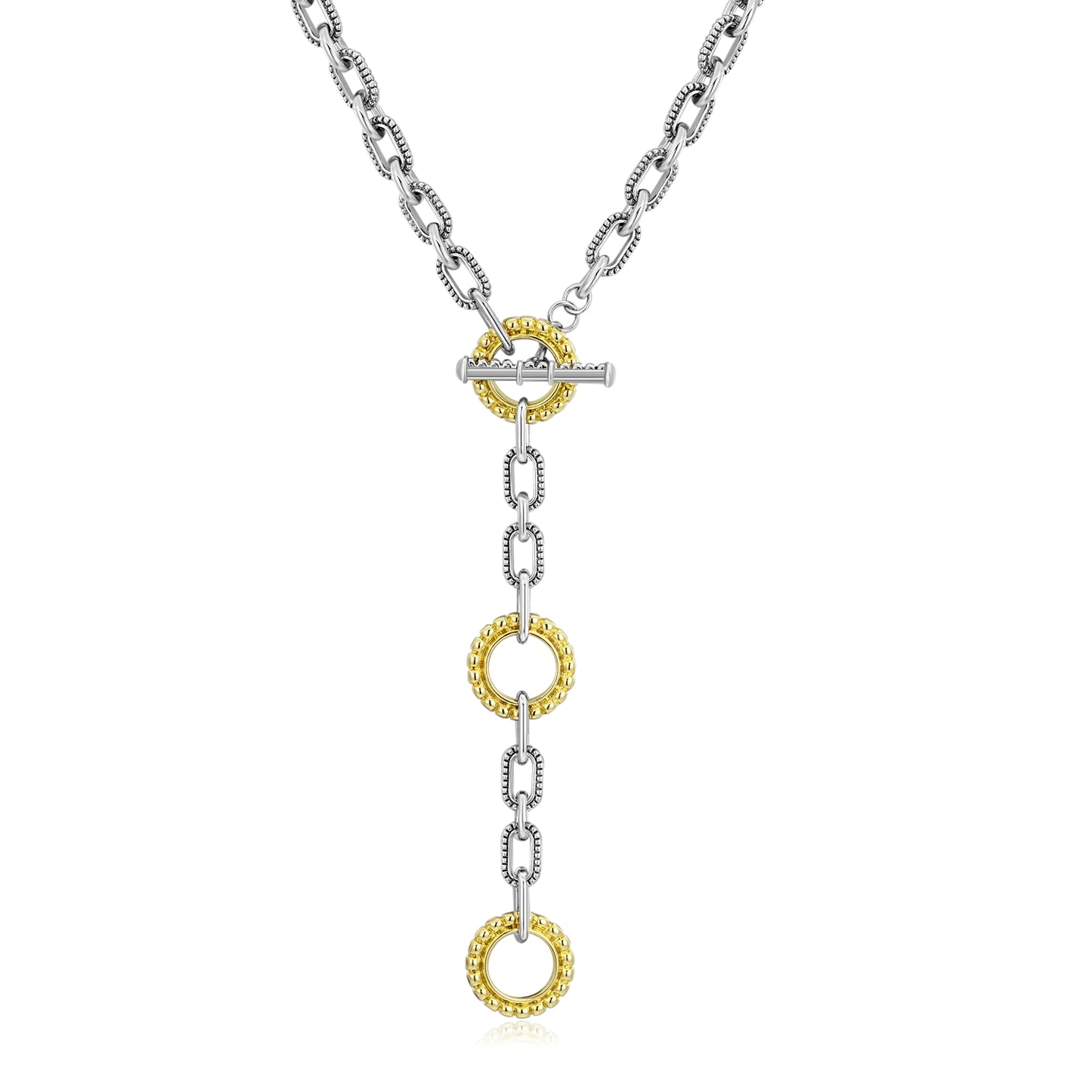 Aprilery Trendy Two Tone Cable Chain Necklace for Women Twist Wire Gold and Silver Necklaces Jewelry Gifts