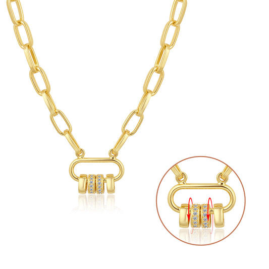 Aprilery Trendy Gold Chain Necklace for Women Rotation Pendant Necklaces Jewelry Gifts