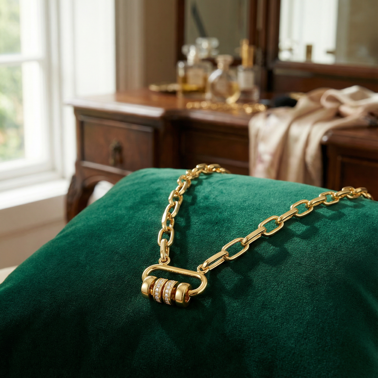 Aprilery Trendy Gold Chain Necklace for Women Rotation Pendant Necklaces Jewelry Gifts