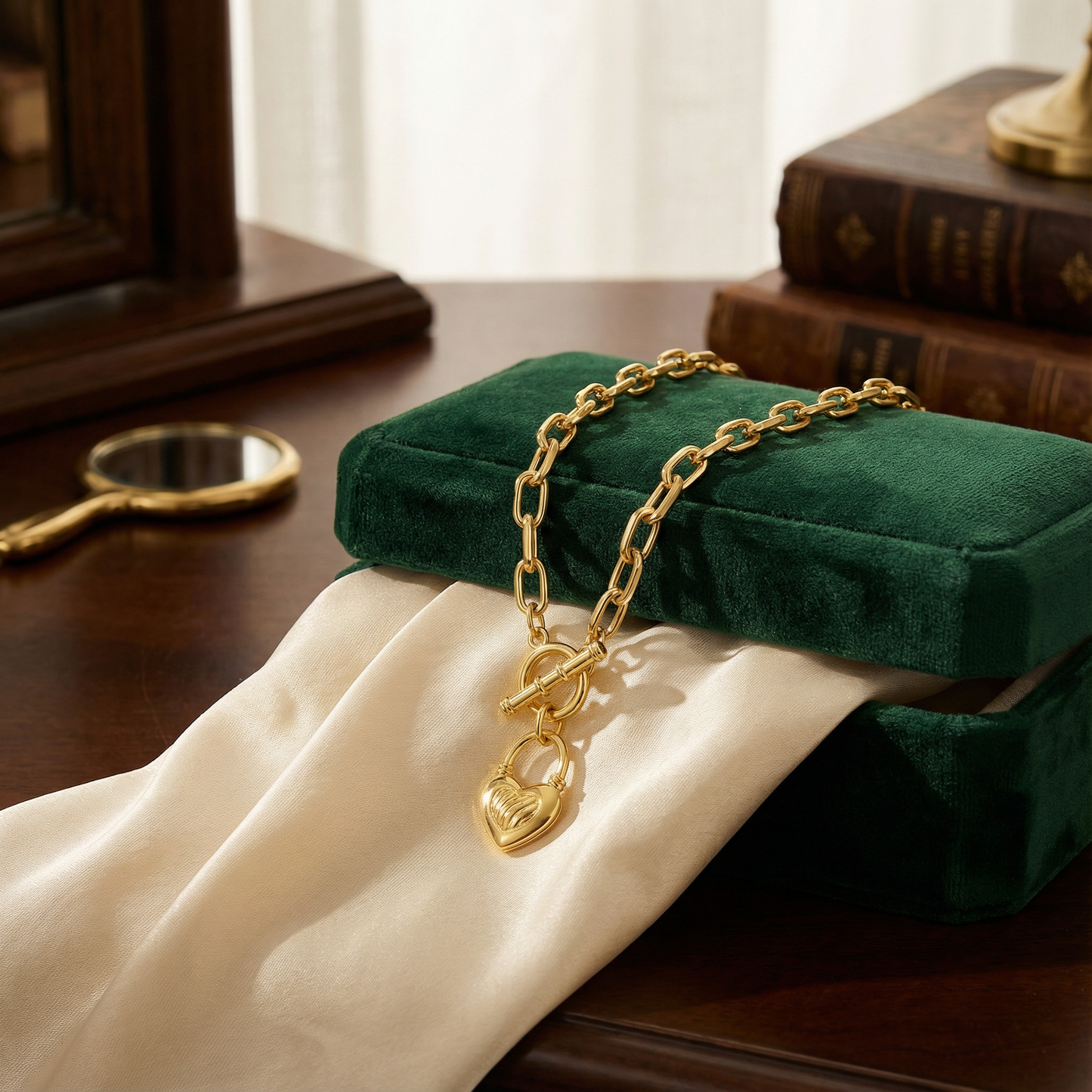 Aprilery Trendy Gold Chain Necklace for Women Heart Pendant Necklaces Jewelry Gifts