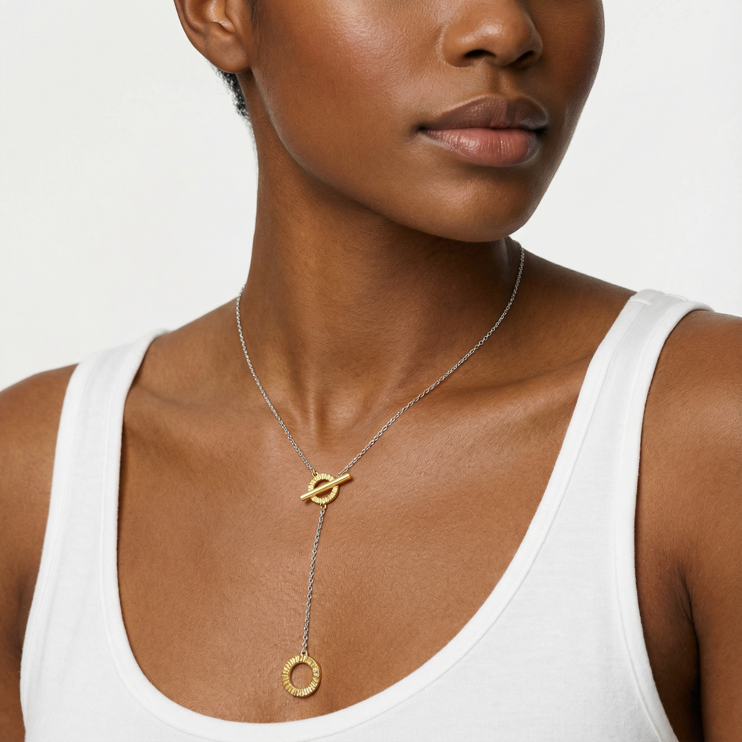 Aprilery Gold Chain Necklaces for Women Circular Round Necklace Trendy Line Gold  and Silver Necklaces Dainty Jewelry Gift