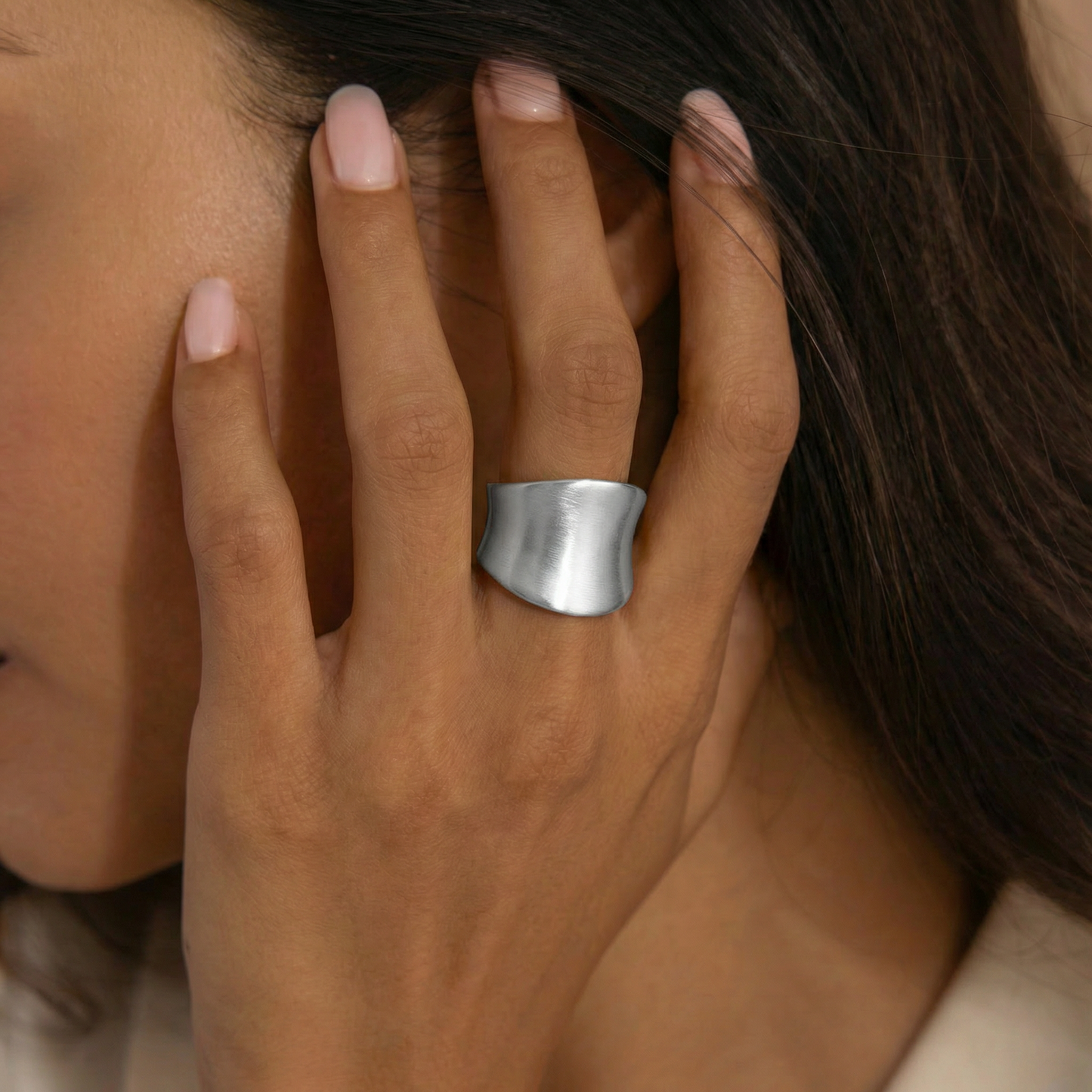 Gold and Silver Rings for Women Chunky Statement Rings Gold Plated Band Ring Wide Metal Square Rings Cocktail Costume Jewelry