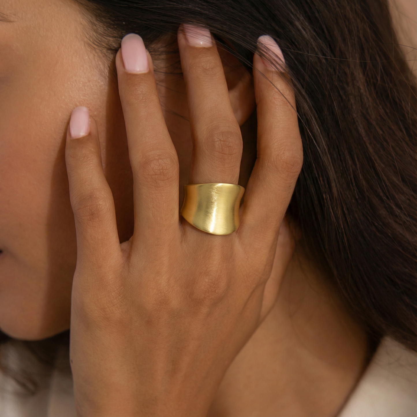 Gold and Silver Rings for Women Chunky Statement Rings Gold Plated Band Ring Wide Metal Square Rings Cocktail Costume Jewelry