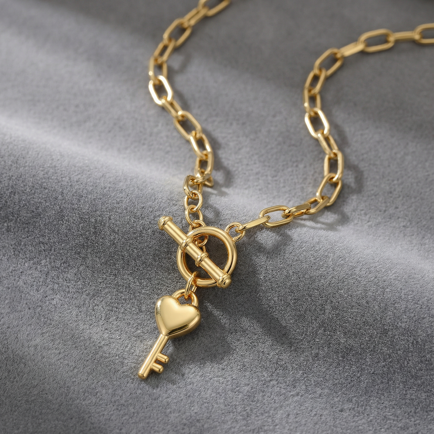 Aprilery Trendy Gold Chain Necklace for Women Lock and Key Pendant Necklaces Jewelry Gifts