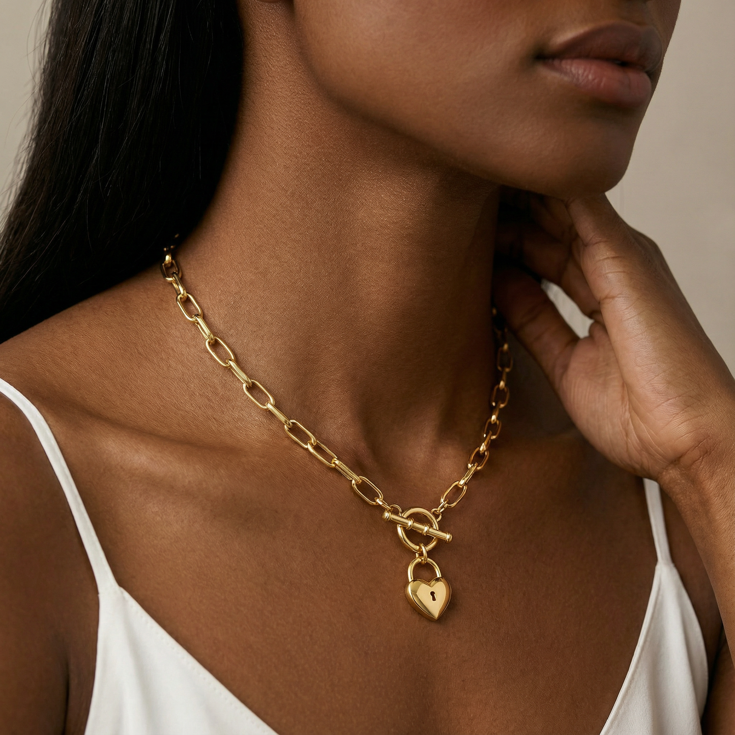 Aprilery Trendy Gold Chain Necklace for Women Lock and Key Pendant Necklaces Jewelry Gifts