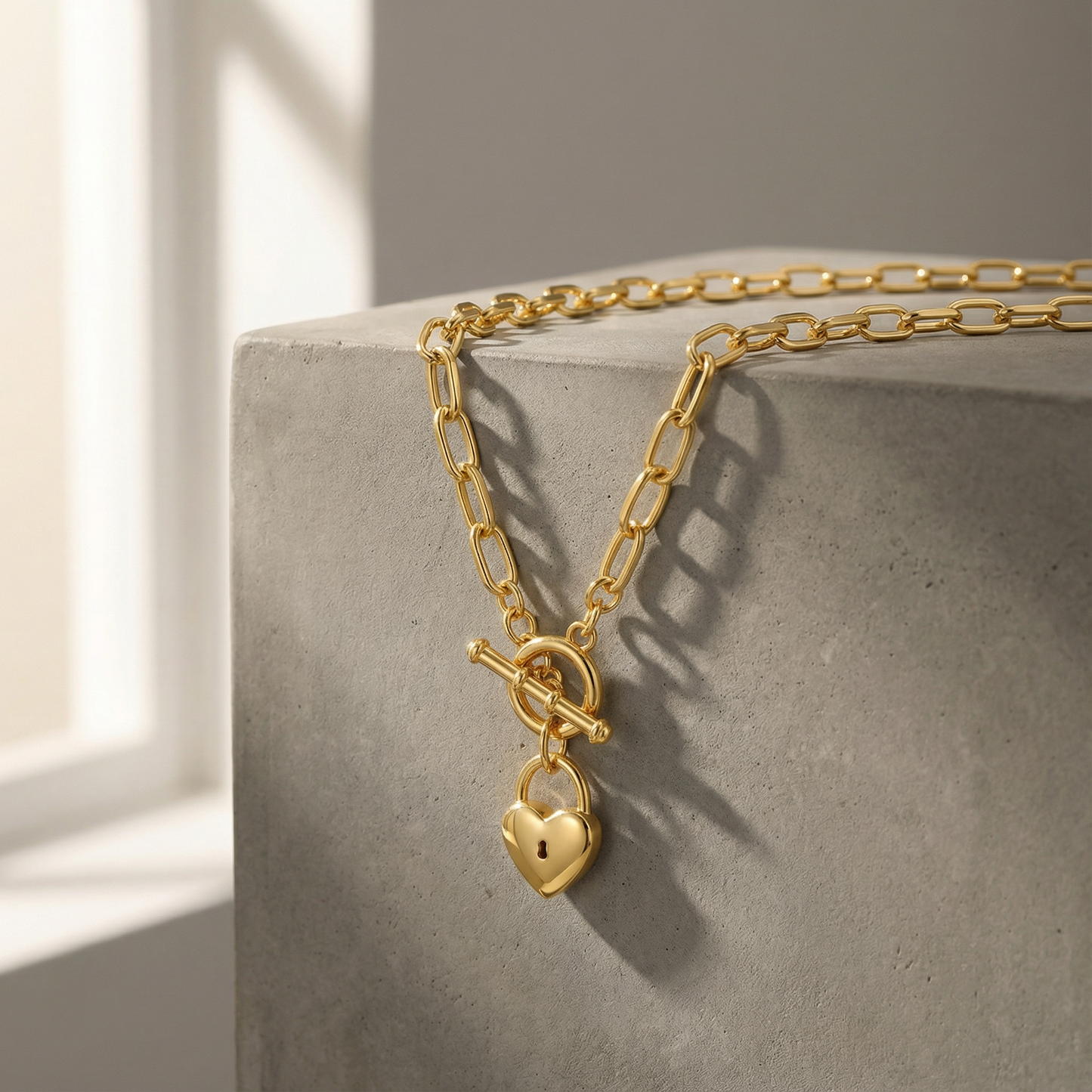 Aprilery Trendy Gold Chain Necklace for Women Lock and Key Pendant Necklaces Jewelry Gifts