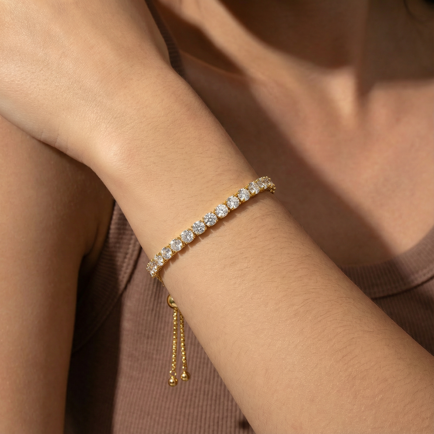 Tennis Bracelet for Women Gold Plated Cubic Zirconia Cute Bracelets Jewelry for Her