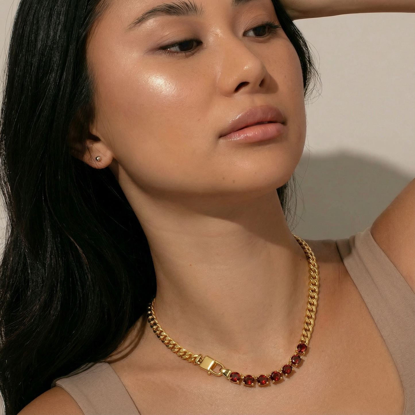 Aprilery Gold Necklaces for Women Tennis Chain Cubic Zirconia Necklace Trendy Gold Link Necklaces Dainty Jewelry Gift