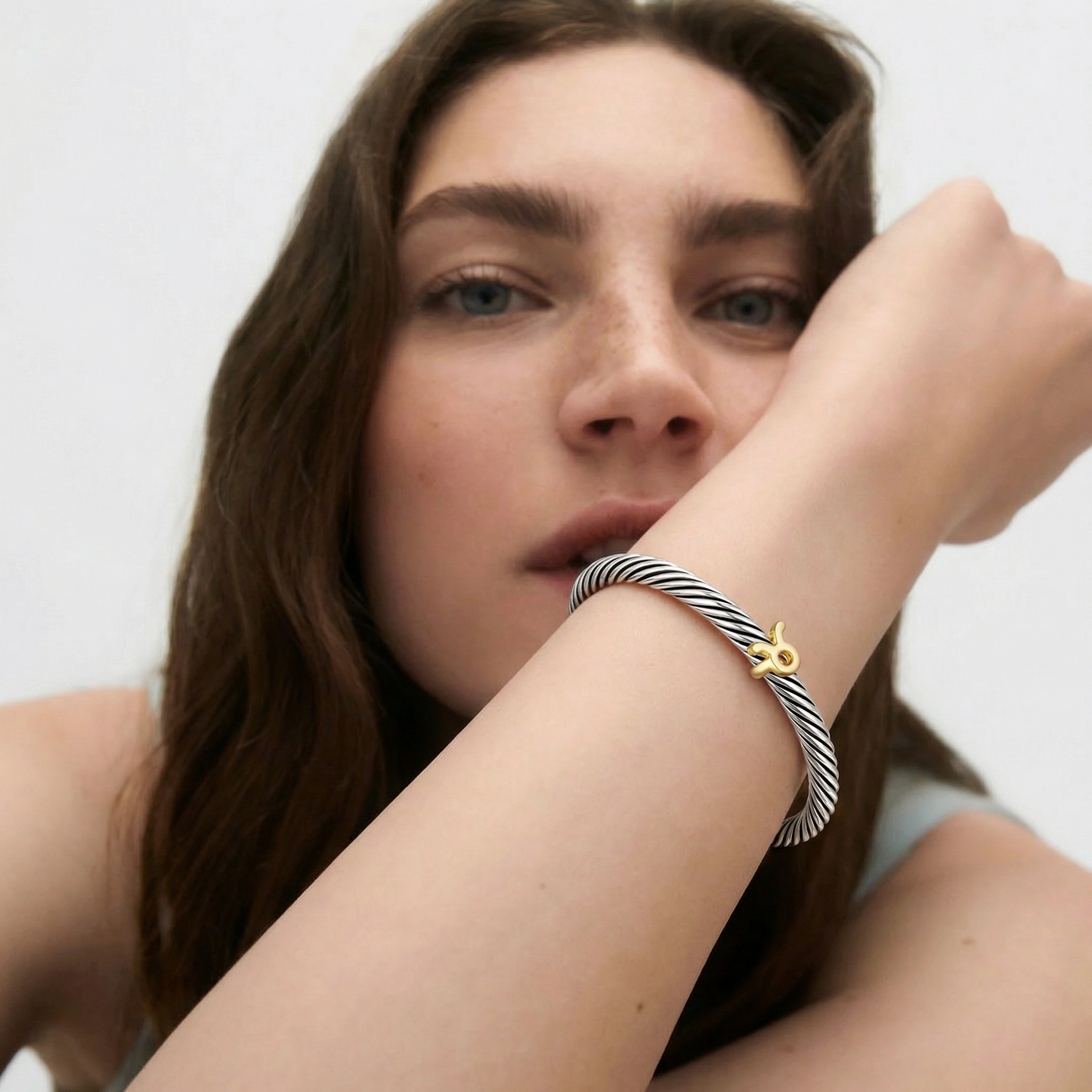 Aprilery Zodiac Twisted Cable Cuff Bracelet, Adjustable Open Bangle with 12 Constellation Signs, Gold & Silver Plated Astrology Jewelry Gift for Women