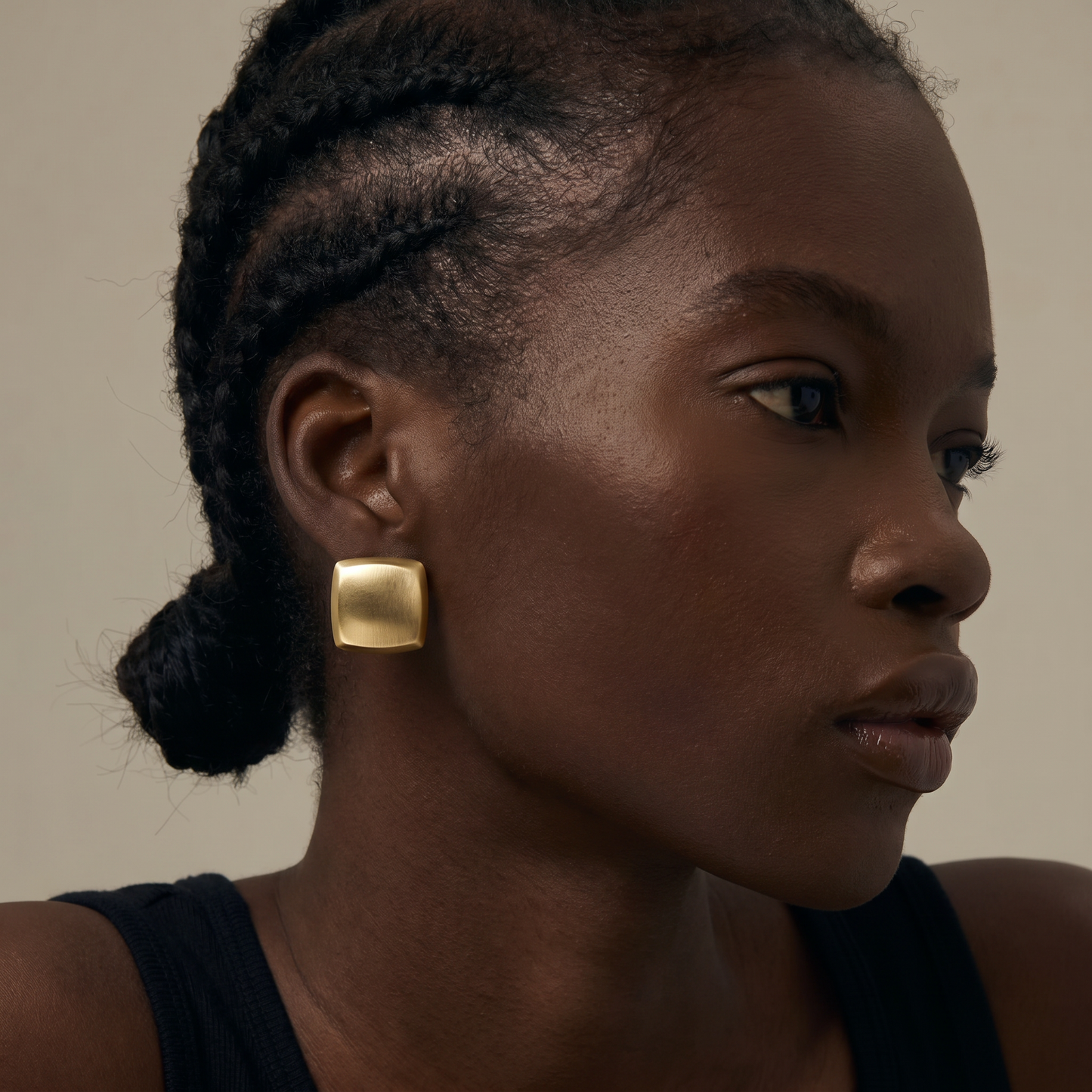 Aprilery Chunky Gold Stud Earrings for Women, 14K Gold Plated Matte Brushed Statement Earrings, Trendy Geometric Teardrop & Square Dome Earrings Jewelry