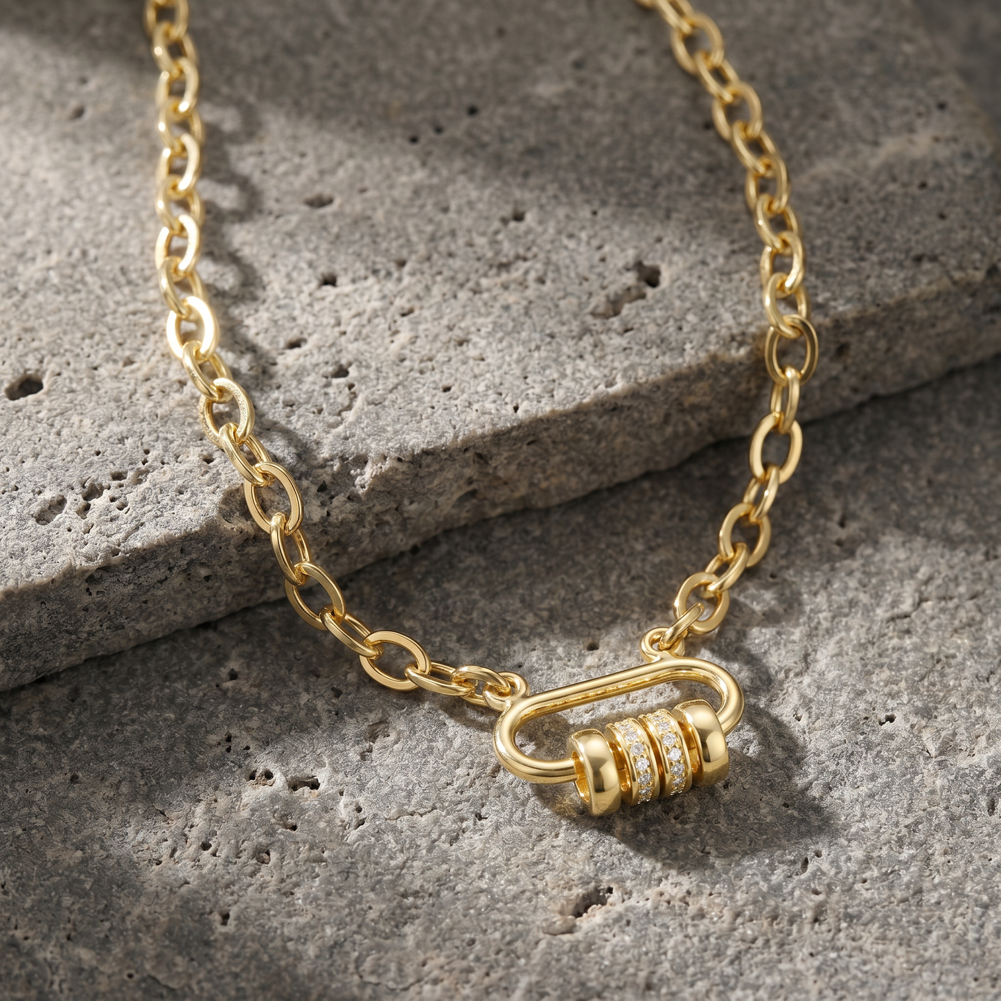Aprilery Trendy Gold Chain Necklace for Women Rotation Pendant Necklaces Jewelry Gifts