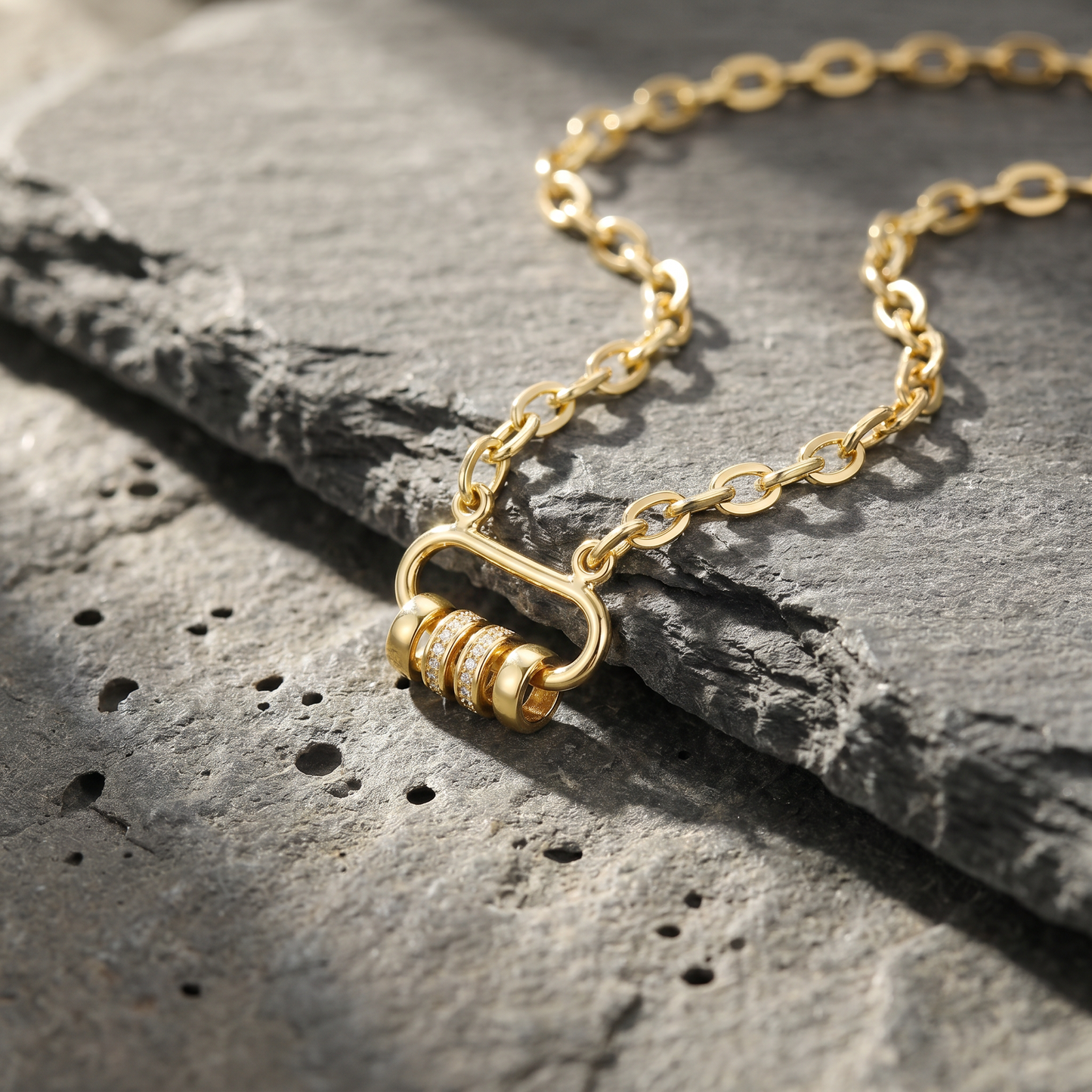 Aprilery Trendy Gold Chain Necklace for Women Rotation Pendant Necklaces Jewelry Gifts