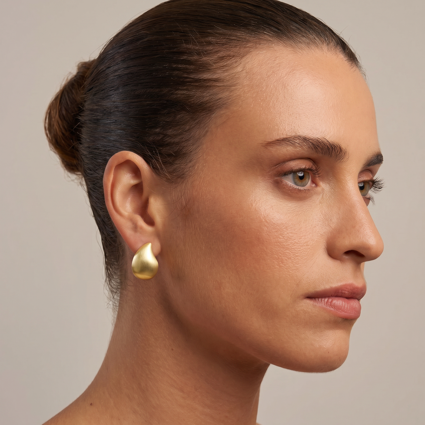 Aprilery Chunky Gold Stud Earrings for Women, 14K Gold Plated Matte Brushed Statement Earrings, Trendy Geometric Teardrop & Square Dome Earrings Jewelry