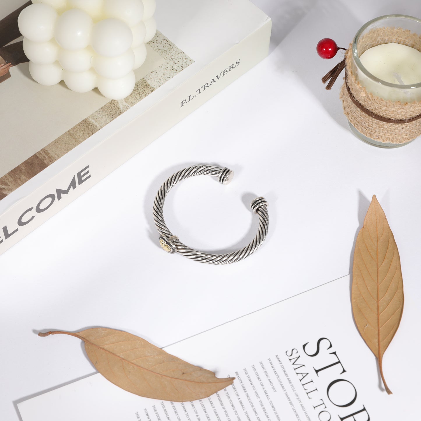 Aprilery Cuff Bracelet for Women Silver Wire Twisted Two Tone Cable Bracelet Gold Heart Cuff Bangle Vintage Bracelets Jewelry Gifts