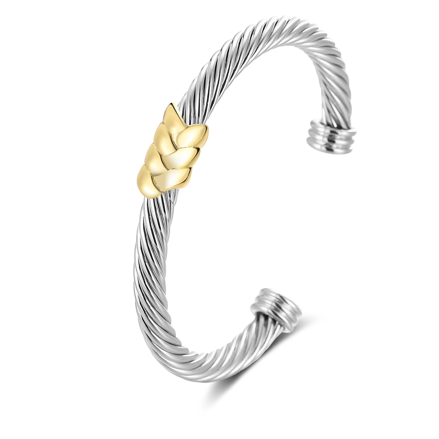 Aprilery Cuff Bracelet for Women Silver Wire Twisted Two Tone Cable Bracelet Gold Wheat Cuff Bangle Vintage Bracelets Jewelry Gifts