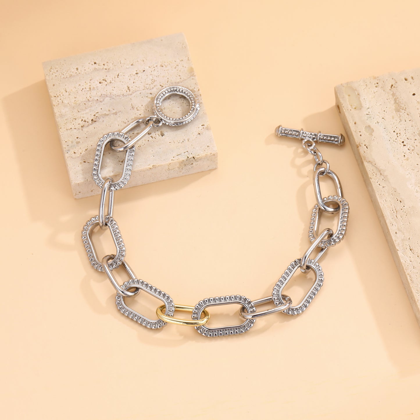 Cable Link Bracelet for Women, Trendy Circle Chain Bangle Link Bracelets Designer Inspire Silver and Gold Bracelets Jewelry for Her