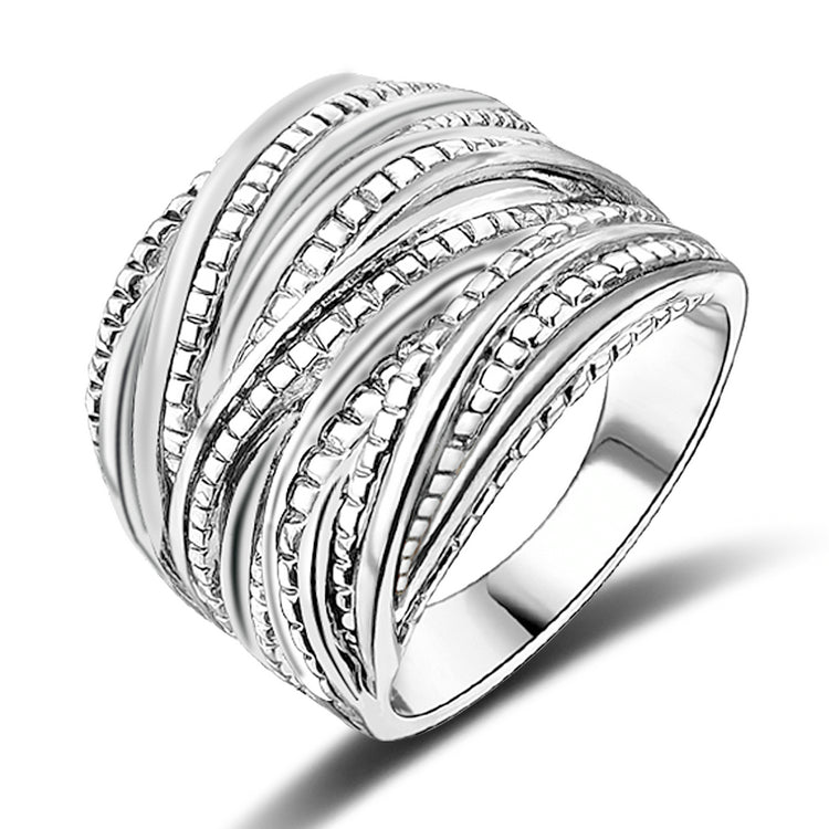 Aprilery Gold and Silver Rings for Women Fashion Two Tone Statement Cross Twisted Ring Cable Wire Vintage Mixed Metal Band Jewelry