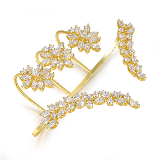 Hand Palm Statement Ring for Women, Fashion Adjustable Multiple Finger Ring CZ Crystal Hand Cuff Bracelet Cocktail Costume Wedding Party Prom Accessory Jewelry Ring Gifts for Her