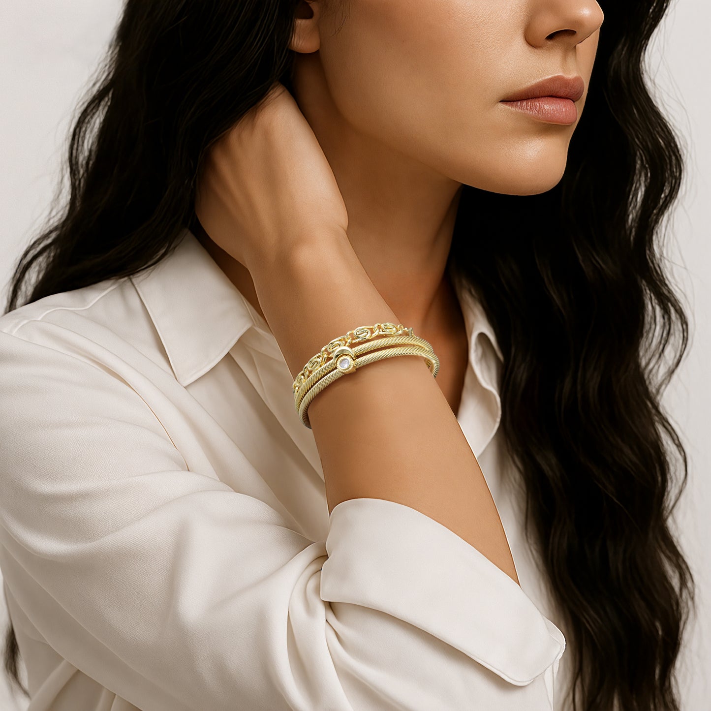 Aprilery Gold Link Bracelet for Women, Gold Circle Chain Bangle Bracelets Trendy Gold Bracelets Jewelry