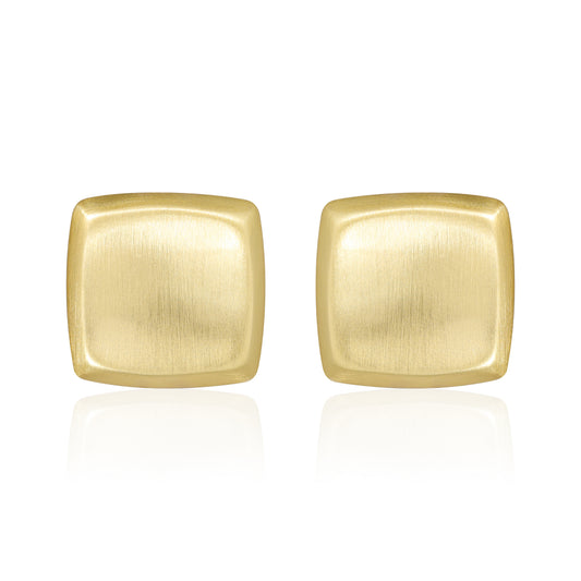 Aprilery Chunky Gold Stud Earrings for Women, 14K Gold Plated Matte Brushed Statement Earrings, Trendy Geometric Teardrop & Square Dome Earrings Jewelry