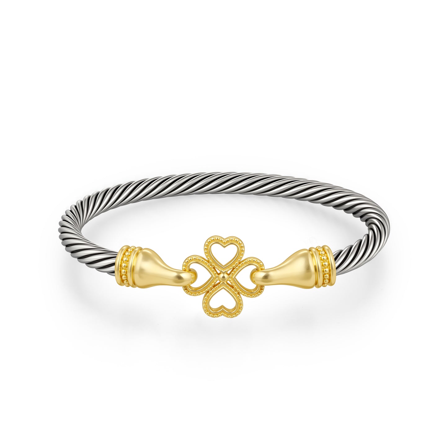 Aprilery Cuff Bracelets for Women Two Tone - Cable Bangle Bracelet Twisted Silver Wire - Gold Hook Vintage Mixed Metal Cuff Bracelets Jewelry Gift