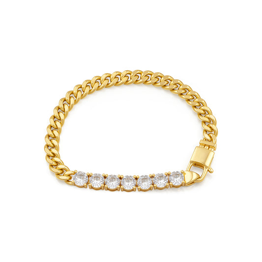 Aprilery Gold Chain Bracelet for Women, Dainty Cubic zirconia Link Bracelet Gold Trendy Bracelets Jewelry