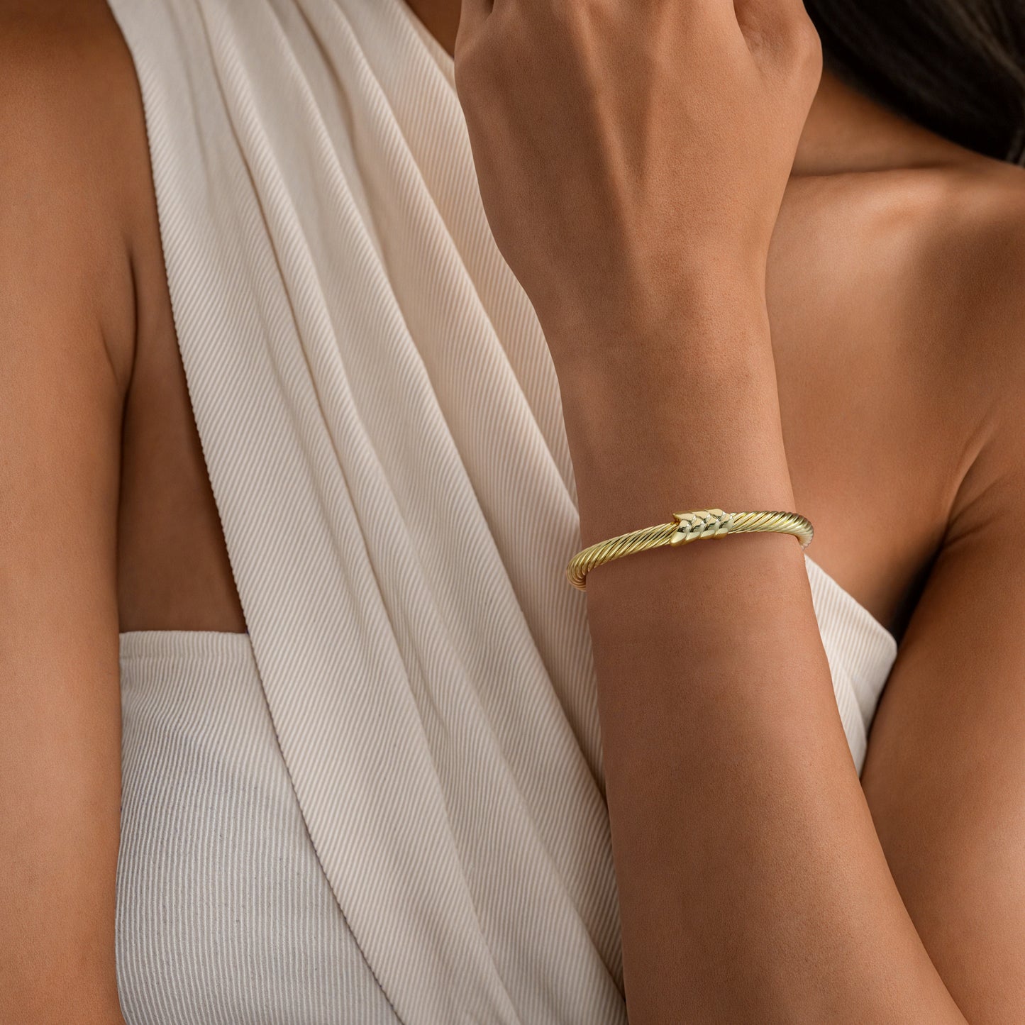 Aprilery Cuff Bracelet for Women Silver Wire Twisted Two Tone Cable Bracelet Gold Wheat Cuff Bangle Vintage Bracelets Jewelry Gifts